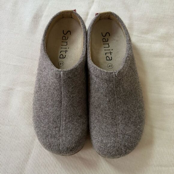 Sanita Womens Lodge Slide Wool Felt Slippers Natural Comfort Grey EU41 US 9.5-10 - Picture 1 of 4